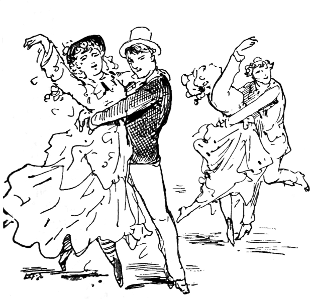 Schwarze und weiße Zeichnung eines Paares, das Tango tanzt, ihre Arme und Beine sind elegant verschlungen.
