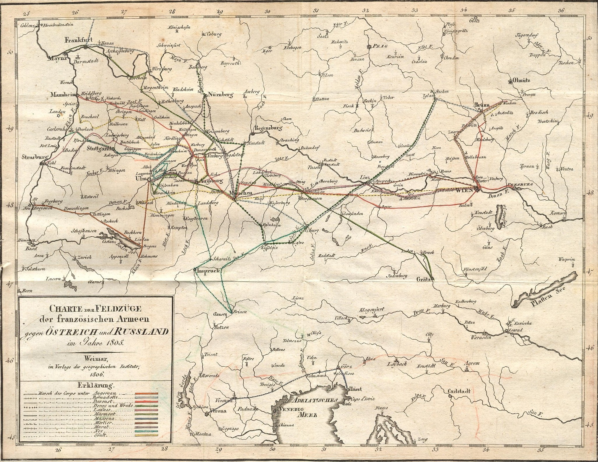 Alte Deutschlandkarte mit schwarzem Rand, detaillierte Straßen und Autobahnen markiert.