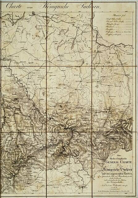 Alte Karte des britischen Empire im 19. Jahrhundert, die das Königreich Sachsen-Anhalt mit gedrucktem Text auf altem Papier zeigt.