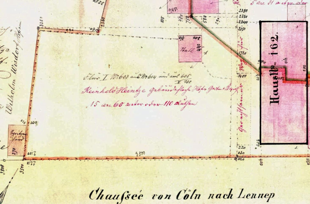 Detailierte alte Karte von Leipzig, Deutschland, mit Text und Zahlen, die eine vorgeschlagene Stelle hervorhebt, Straßen, Gebäude und Sehenswürdigkeiten zeigt.