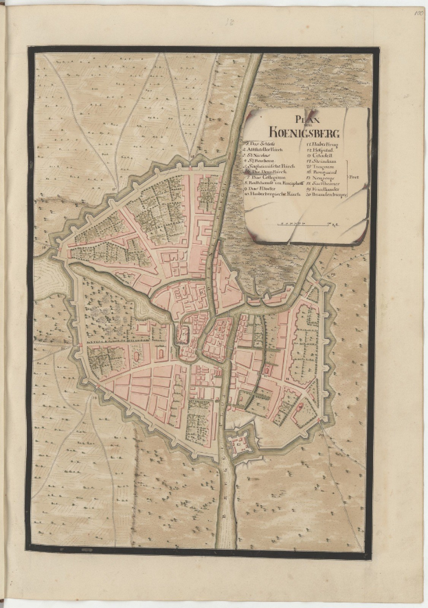 Ein detaillierter Stadtplan von Hohensberg, Deutschland, aus einem alten Buch, der Straßen, Gebäude und Sehenswürdigkeiten zeigt.