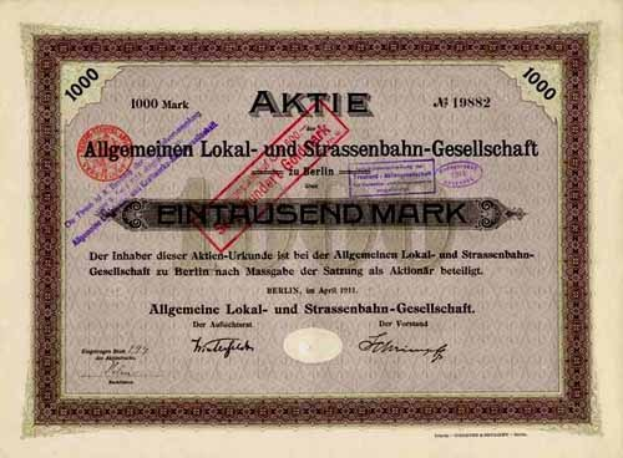 Alter deutscher Staatsanleihe-Schein mit gedrucktem Text und numerischen Ziffern.