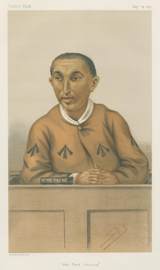 Ein Mann in einem weißen Hemd und dunklen Hosen sitzt an einem Tisch und schaut ernst, mit dem Text "Die Rasenbetrüger" unten auf dem Bild.